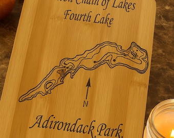 Fulton Chain of Lakes Engraved Cutting Board, Adirondacks NY Cutting Board, Lake Gift, Personalized Kitchen Gift