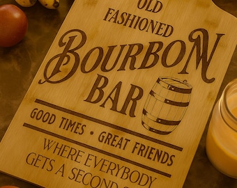 Engraved Bourbon Bar Cutting Board, Whiskey Charcuterie Board, Personalized Kitchen Gift, Host Gift, Barbecue Board