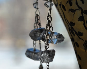 Double Tourmalinated Quartz Point Earrings