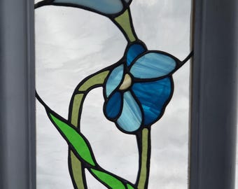 Blue Floral Stained Glass Window