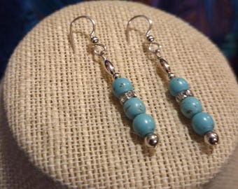 Turquoise Gems and Silver Drop earrings