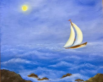 Windy Seas with Sailboat