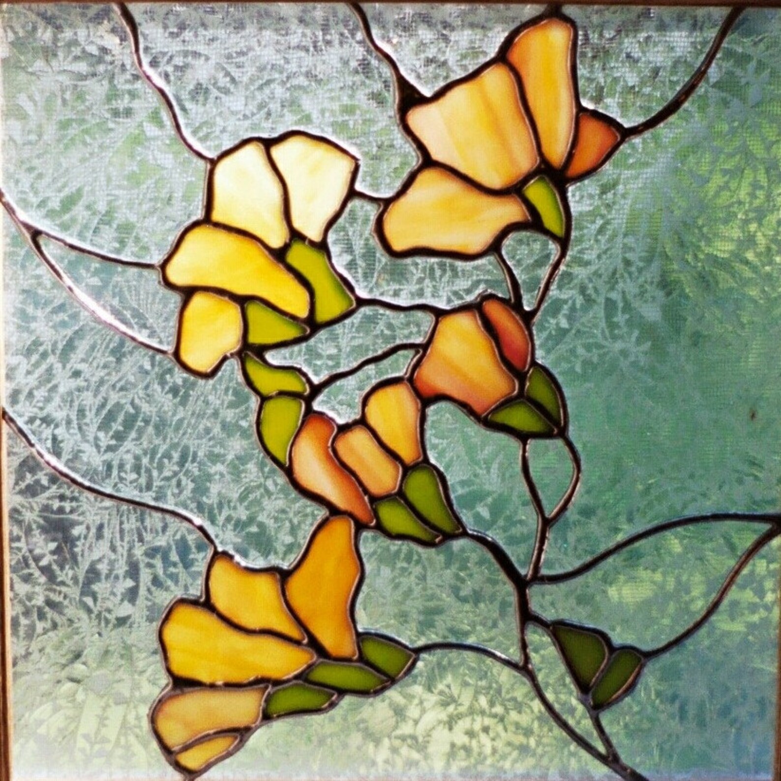 Stained Glass Magnolia Blossoms Window | Etsy