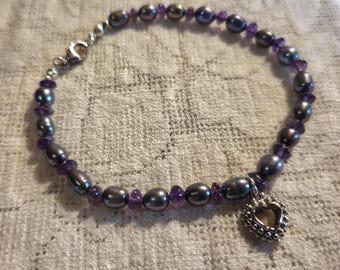 Freshwater Pearl and Amethyst Gems Bracelet