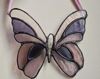 Stained Glass Lavender & Pink Butterfly Sun Catcher