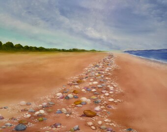 Orient Point Beach Large Oil Painting