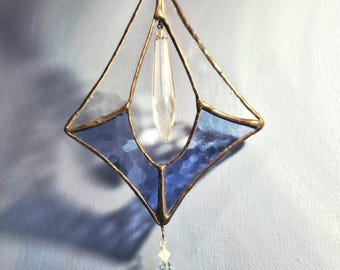 Crystal Diamond Shape Stained Glass Sun Catcher