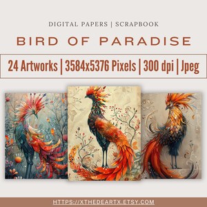 Uccello del Paradiso - Uccelli Maestosi, Pagine di Diario, Carte Stampabili, Diario di Scarto, Album di Ritagli, Diario, Racconto di Storie, Scrapbooking