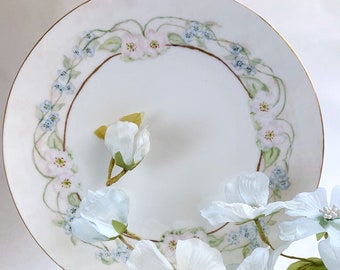 Antique J & C Bavaria Hand-Painted Floral Plate, Vintage China Wall Hanging, Plate Wall, Wall Decor, Art Nouveau, Art Deco, 1910s 1920s