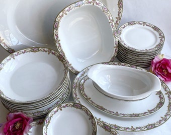 Antique T&V Floral Limoges China, Plates Bowls Platters, Serving Dishes, Replacements, Christmas Holiday Dinner Brunch Luncheon, Tea Party