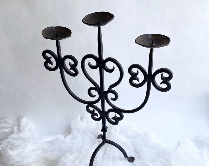 Vintage Wrought Iron Candelabra, Large 15 Candle Holder,