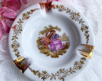 Vintage Limoges Ashtray, Fragonard Love Story, Porcelain Trinket Dish, Smudge Bowl, Valentine's Day, Romantic Gift