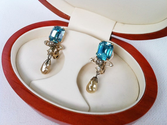 Blue topaz clip on earrings sale