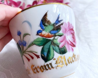 Vintage Souvenir Tea Cup, Blackpool England UK, Blue Bird China, Collectible Floral Porcelain Mug, Travel Lover, Anglophile Gift