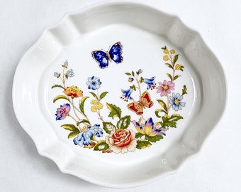 Vintage Aynsley Cottage Garden, Chatsworth Tray, Floral Trinket Dish, Cottagecore Decor, Butterfly Lover, Lepidopterist Gift, Bone China