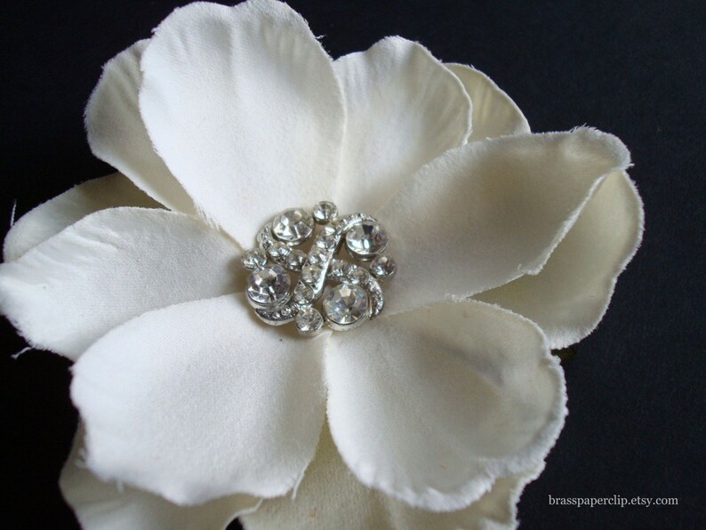 Ivory Magnolia Hair Clip Wedding Hairpiece Cream Fascinator Etsy