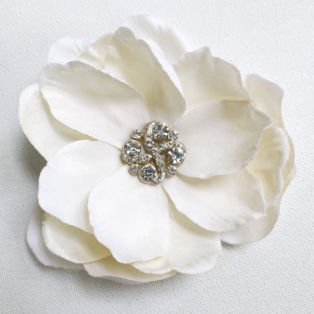 Ivory Magnolia Hair Clip Wedding Hairpiece Cream Fascinator Etsy