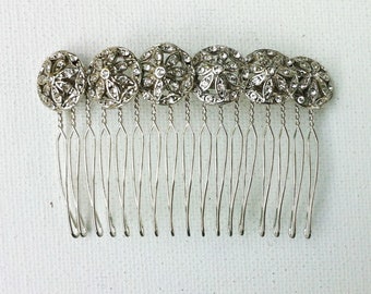 Vintage Silver Rhinestone Hair Comb, Wedding Bridal Hair Accessories, Something Old, Sparkly Hair Piece, Prom, Formal, Special Occassion