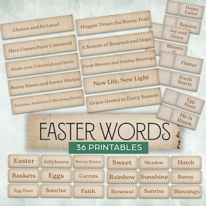 Easter Words Junk Journal, Inspirational Faith Fussy Cut, Easter Words and Phrases, Vintage Spring Printable Ephemera Digital Download PDF