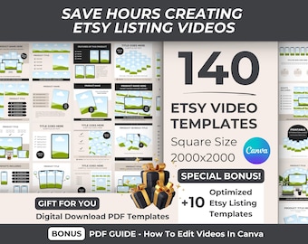 Etsy Video Templates Bundle, 140 Etsy Listing Video Mockups, Editable Canva Templates for Digital Products, Canva Video Mockups For Etsy