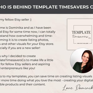 About TemplateTimesaversCo, a shop helping Etsy sellers save time creating listing visuals with professionally designed Canva templates.
