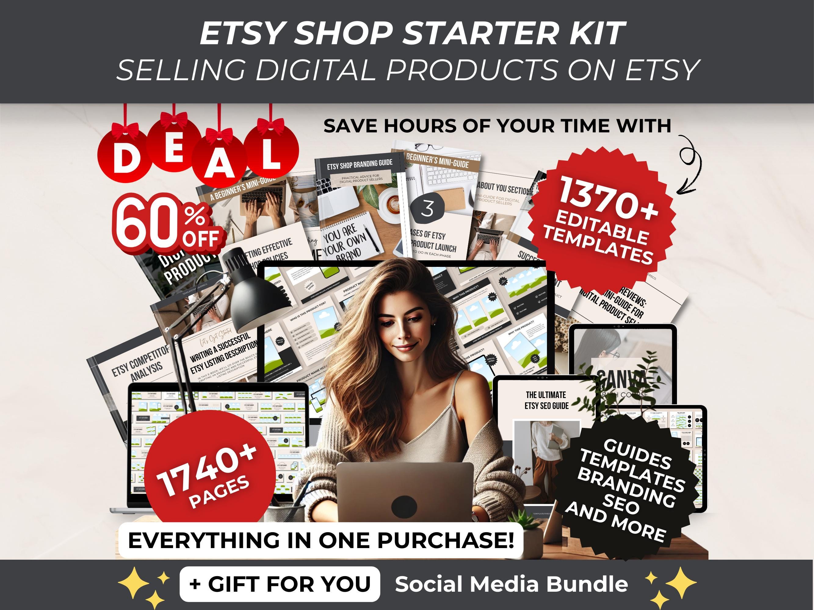 Etsy Shop Starter Kit: How To Sell Digital Products, Complete Etsy Sellers Bundle, Digital Product Seller Help, Etsy Business Tools