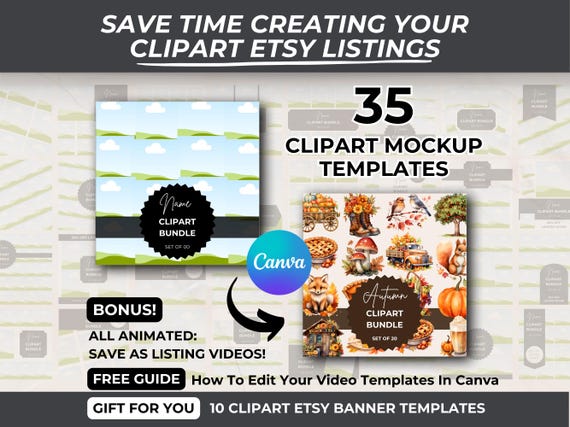 Clipart Mockup Templates – Canva Etsy Listing Images & Videos
