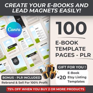 Ebook Template Editable, Lead Magnet Ebook, PLR Ebook Template, Digital Ebook Editable In Canva, Done For You