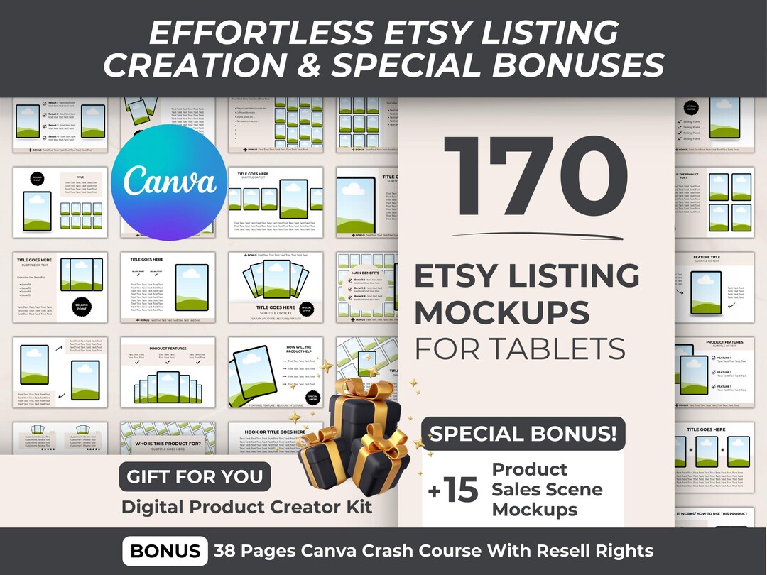 Etsy Listing Mockups for Tablets, Digital Mockup Templates Bundle for ...