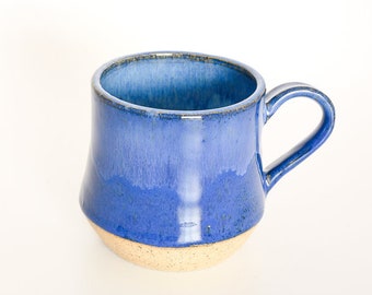 Two toned blue glossy cup to remind you of the beach, to enjoy lots of coffee with fewer refills or a good hot tea