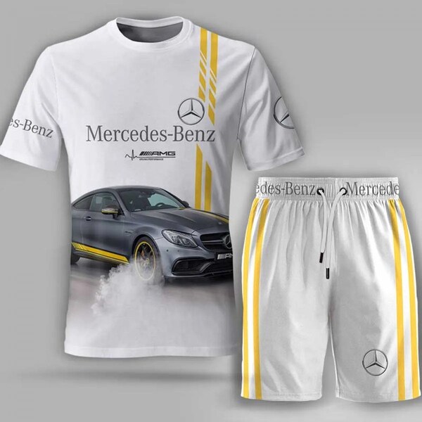 Ensemble sport hautes performances Mercedes-Benz AMG - T-shirt de voiture de luxe et short élégant