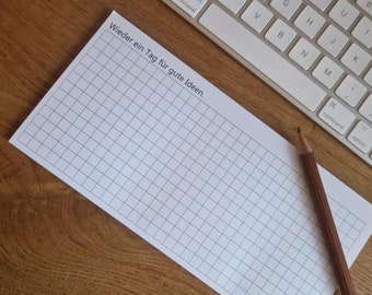 3x Perfect desk notepad, DIN long (21 x 10 cm) with glue binding at the bottom, slightly enlarged boxes, fits in front of the keyboard