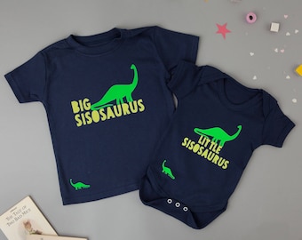 Little and Big Sibling Dinosaur t shirt set.