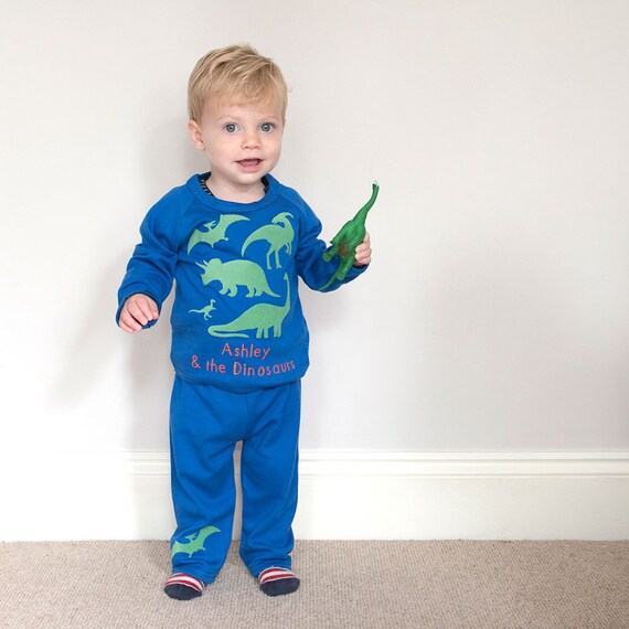 Cinque personalizzati Compleanno Bambini Pjs Pigiama per bambini regali di compleanno dinosauro
