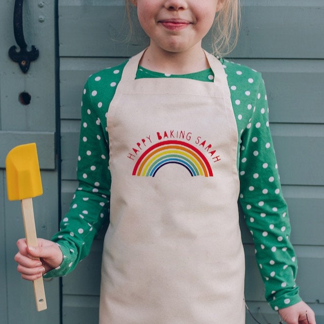 Boho Rainbow Custom Aprons for Toddler Girls, Boys, Adults