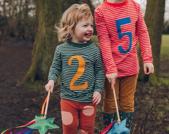 Age or Birthday Number T shirt Organic Cotton