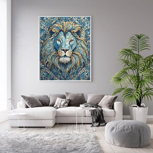 Canvas Wall Art Poster Digital Home Decorative Office Large Lion Zodiac Blue image 8