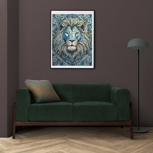 Canvas Wall Art Poster Digital Home Decorative Office Large Lion Zodiac Blue image 5