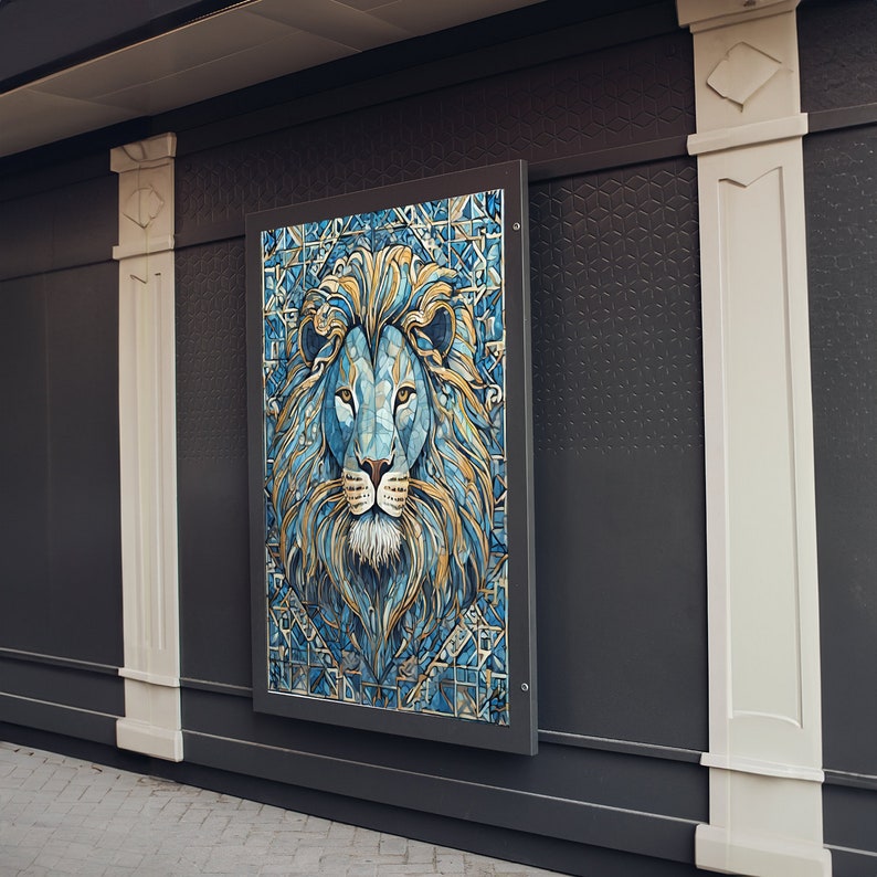 Canvas Wall Art Poster Digital Home Decorative Office Large Lion Zodiac Blue image 9