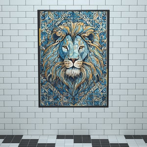 Canvas Wall Art Poster Digital Home Decorative Office Large Lion Zodiac Blue image 7