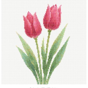Cross Stitch Pattern Tulip AI Generated Floral Embroidery PDF Instant Download