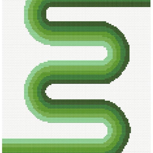 Cross Stitch Pattern Green Bauhaus Modern Geometric Embroidery PDF Instant Download
