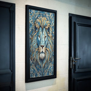 Canvas Wall Art Poster Digital Home Decorative Office Large Lion Zodiac Blue image 4