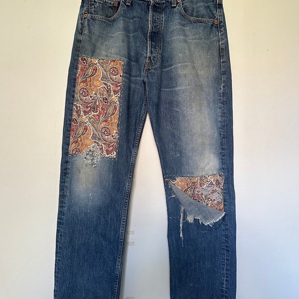 Custom Levi’s 501 Sashiko Boro Patchwork Kapital Visvim Junya Upcycled Reworked Denim Jeans