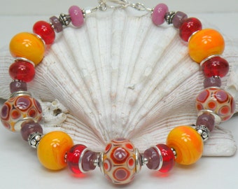 SALE YUMMY Handmade Lampwork Bead Bracelet