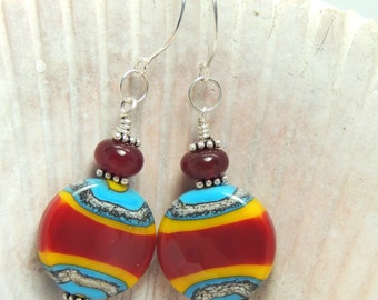 HOT STUFF Handmade Lampwork Bead Dangle Earrings