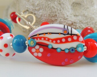 SWEETHEART Handmade Lampwork Bead Bracelet