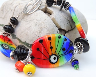 BELIEVE in PEACE Handmade Lampwork Bead Bracelet