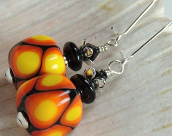 HOT STUFF Handmade Lampwork Bead Dangle Earrings