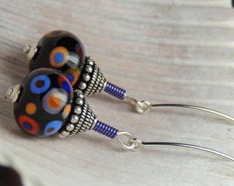 GALAXY Handmade Lampwork Bead Dangle Earrings